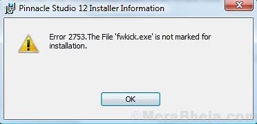 修复错误2753文件未标记为要在Windows 10中安装 - 错误
