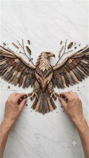 🦅 Eagle Made From Wood & Twigs! 🌿 | Amazing Handcrafted Art #shorts