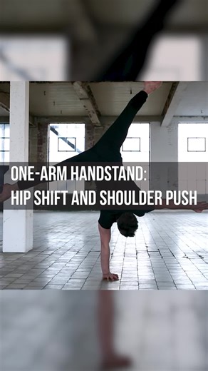 The hip shift and shoulder push in one-arm handstands The relationship between the hand, shoulder, and hip is perhaps the most important concept in handbalancing. Since the hand will always be fixed when you balance, the shoulder and hip will always move in relation to each other. Understanding this concept and how it translates from the two arm handstand to the one-arm handstand can be very valuable in the early stages of the one-arm training. This approach of separating the placement of the hi