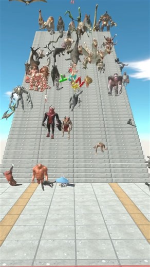 Speed ​​race with all ARBS units. Course down the stairs! - Animal Revolt Battle Simulator #shorts