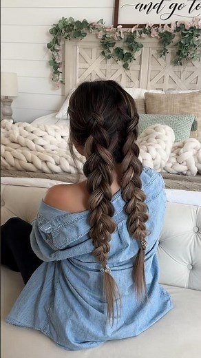 Double dutch braid with clip in extensions 🤍 #hairextensions #hairtutorial #hairideas #hairstyle