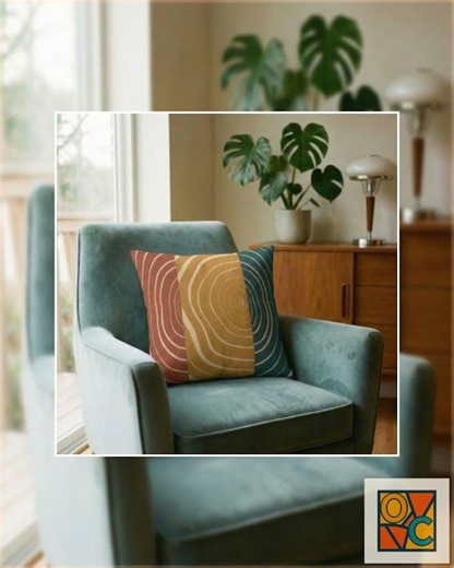 Abstract Tree Ring Art Pillow: Boho Midcentury Minimalist Nature Decor