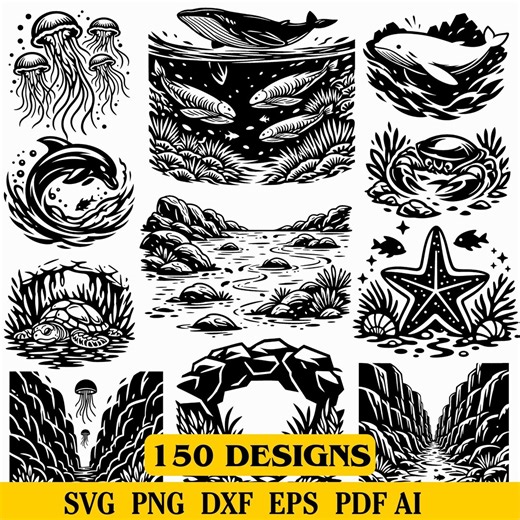 Deep Sea Exploration Scene SVG PNG PDF & Dxf Bundle for Cricut Instant Downloads - Etsy