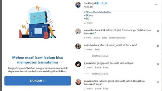 Terjawab Kenapa Brimo Gangguan Hari Ini dan Saldo Nol? Cek Cara Atasi Error/Down dan Call Center BRI - Tribunkaltim.co