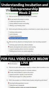 NPTEL Understanding Incubation and Entrepreneurship Week 2 Assignment Answers | noc26-de06