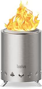 Table Top Firepit, 6.1 Inch Stainless Steel Tabletop Fire Pit, Small Portable Fire Pit with Foldable Legs, Low Smoke Camping Stove for Outdoor Patio, with Travel Bag