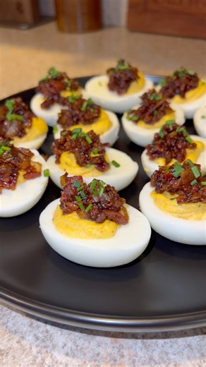 Maple Bacon Jam Deviled Eggs