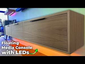 DIY White Oak Floating TV Stand with Reactive LEDs
