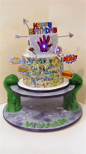Harsha Balwani on Instagram: "The Power of Heroes, The Strength of Hulk 💥 An Avengers-themed masterpiece where the mighty Hulk defies gravity, holding up our Super Nutella cake with sheer power! 💚✨ From scratch-built structures to edible comic prints, bows, arrows, and Dr. Stark’s glowing hand — every detail celebrates heroism, friendship, and creativity. Crafted with love, passion, and a whole lot of Marvel magic for a truly dear client. 💫💪 #SweetWonders #ForTheLoveOfCakesAndCupcakes #Super