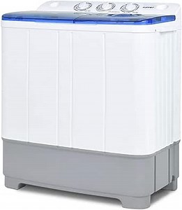 Portable Washing Machine, KUPPET 21lbs Compact Twin Tub Washer and Spin Dryer Combo for Apartment, Dorms, RVs, Camping and More, White&Blue