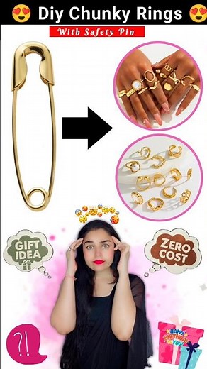 DIY Chunky Ring with Safety Pin 😍| How to make Ring for Girls/Women | Homemade craft idea#kateyegirl