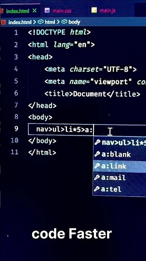 Write HTML faster using powerful shortcuts 🚀 #htmlcss