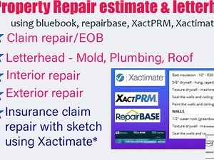 House repair & insurance claim estimate using xactimate, bluebook