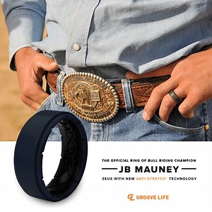 J.B. Mauney wears a Groove Life Anti-Stretch Zeus Ring. ❌ Don't lose a finger ✅ Get a Groove Life Ring Groove Life silicone rings are a safe alternative to traditional metal wedding bands. They all have a lifetime warranty, breathable grooves, and unbelievable comfort. | GrooveLife