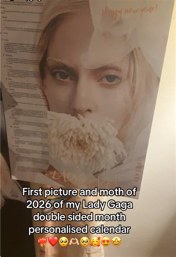 First month and Picture of 2026 Lady Gaga double sided picture month Personalised calendar 🥺🥺❤️❤️🫶🏻🫶🏻🥹🥹❤️‍🔥❤️‍🔥🤩🤩🥰🥰😍😍😘😘 every month throughout the year I ll show you when I change the picture mid Month @ladygaga @Sarah Tanno @Haus Labs @ian_mckenzie @MichaelDameski @Frederic “Freddie” Aspiras #fyp #ladygaga #ladygagafan #mayhemball #goviral