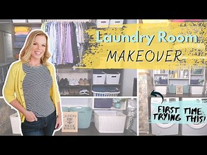 Makeover Time! - Declutter & Organize this laundry room on a tiny budget (and make it pretty!)