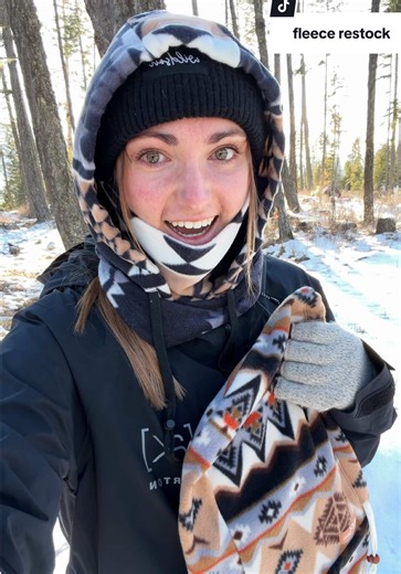 fleece hoods are back in stock! 🏔️ #granolagirl #winteroutfit #hikinggirl #smallbusinesstiktok #tiktokshopjumpstartsale