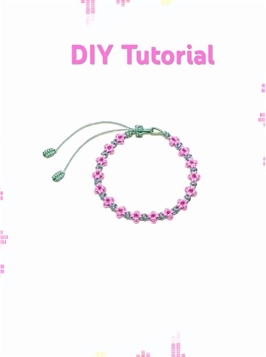 Super easy four-petal flower bracelet tutorial 🌸 #diytutorial #macrame #diybracelets #easycrafts
