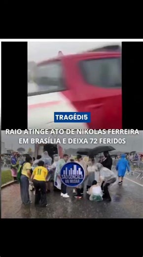 São Gonçalo Vai Mudar on Instagram: "Um raio at1ngiu a Praça do Cruzeiro, em Brasília, na tarde deste domingo (25), durante a concentração para uma manifestação organizada pelo deputado Nikolas Ferreira (PL-MG). De acordo com o C0rpo de Bombeiros do Distrito Federal, a descarga elétrica resultou em 72 feridos. Desse total, 30 pessoas foram encaminhadas a hospitais da região para cuidados médicos. O incid3nte ocorreu sob fortes chuvas. No momento da queda do raio, apenas uma ambulância particular