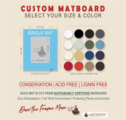 Custom Cut Acid-free Matboard: Conservation Framing Mat - Etsy