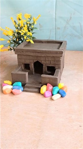 Satisfying Clay Art: Handcrafting a Miniature Village House! 🧱✨ || #mudhouse #clayhouse #craft