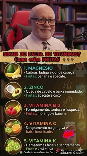 SINAIS DE FALTA DE VITAMINAS? Coma estas FRUTAS 🍌🥑🍓🍊🍇#vamosreagir