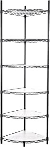 Space-Saving 6 Tier Corner Shelf - NSF Certified Heavy Duty Metal Wire Shelving Unit with 420lbs Capacity, Adjustable Shelves and Waterproof Liners for Any Room in Your Home - Black, 18" x 18" x 72"