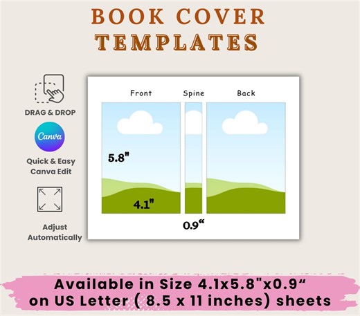 Custom Book Cover Template | Editable Paperback Book Covers Canva Template | Blank Premade KDP Ebook Cover Mockup |DIY Notebook Cover Design - Etsy