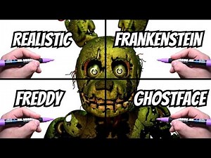 Drawing Springtrap from FNAF as Horror Villains! 4 Different Styles!