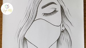 How to draw a cute girl with face mask