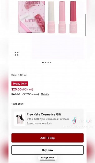 Macys has these 3-Pc. Holiday Tinted Butter Balm Gift Set now on sale for 50% off making it only $20 Today only! #macys #kyliecosmetics #makeup #lipbalms #sale