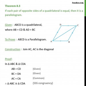 Theorem 8.3 - Class 9 - If both pair of opposite sides are equal