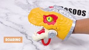 COSOOS T-Rex Dinosaur Hand Puppet with Realistic Roar Sound, Glowing Eyes, Movable Mouth & 4 Little Dinosaur Toys, Jurassic Storytelling Adventures, Playful Learning, Stocking Stuffer