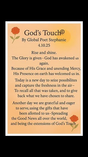 🌹God's Touch©️🌹 By Global Poet Stephanie | 4.10.25 | Stephanie Reid