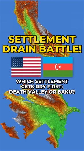 Settlement Drain Battle: Death Valley 🇺🇸 vs Baku 🇦🇿!🏛️🌊#geography #mapbattle #california #azerbaijan