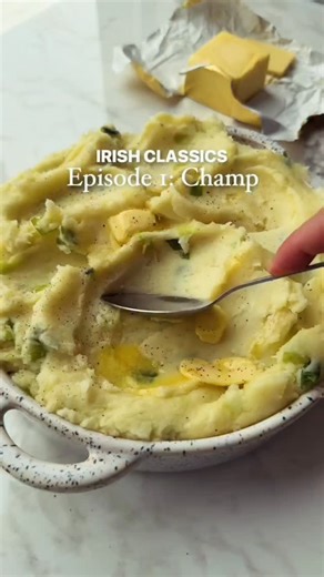 Jopats recipes on Instagram: "Buttery Irish Champ 🥔✨ Creamy mashed potatoes loaded with butter and spring onions — pure Irish comfort food. Perfect with sausages, gammon, or any protein of choice. Ingredients 1.2kg Maris Piper potatoes, peeled & halved Bunch of spring onions, chopped 250ml full-fat milk or cream 250g butter 1 tsp Dijon mustard (optional) 1 garlic clove, grated Salt & black pepper Instructions Add potatoes to cold salted water and bring to a boil. Cook 15–20 minutes until tender