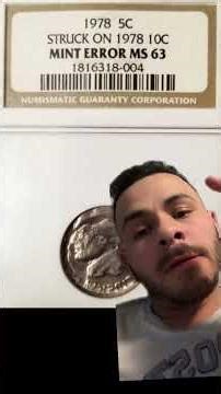 DOUBLE DENOMINATION 1978 NICKEL STRUCK ON STRUCK DIME ERROR! NGC MS-63