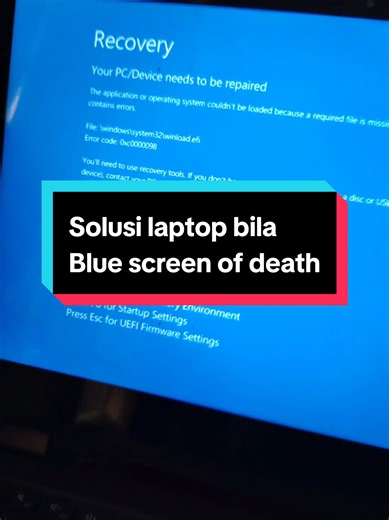 Laptop BSOD? Fix mudah pakai Flashdisk Lexar 64GB bootable! EasyBCD WinPE selamatkan data. Link Shopee di bio! 🔥 #ServisLaptop