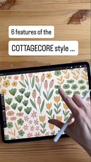 How to create a cottagecore pattern in procreate for surface pattern designers #surfacepatterndesign