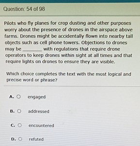 Question: 54 of 98Pilots who fly planes for crop dusting and ... | Filo