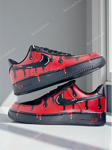 Custom Red Drip AF1 Style Shoes, Hand Painted Streetwear Sneakers - Etsy