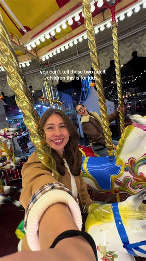 12 and under doesn’t apply to us, catch us on carousels around the world 😜 #galwaygirl #galway #christmasmarket #irelandtravel