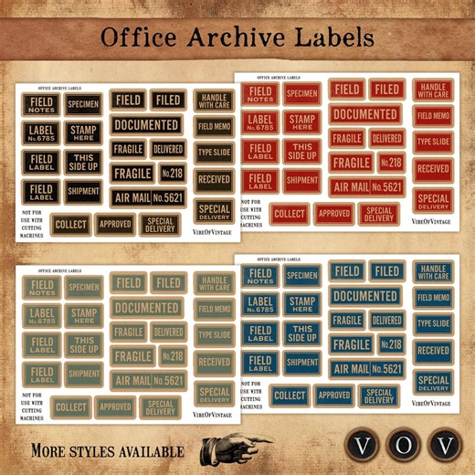 Vintage Office Archive Labels: Junk Journal Ephemera (PDF Download) - Etsy
