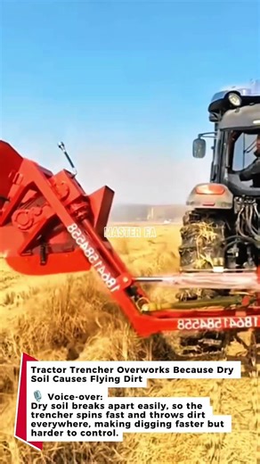 Tractor Trencher Overworks Because Dry Soil Causes Flying Dirt #tractor #trencher #farming