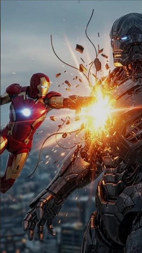 Iron Man vs Robot 💥 Battle in the City | Iron Man Saves Everyone #ironman #robot #shorts #avengers