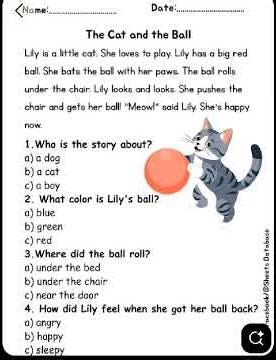 Comprehension Worksheet Practice | Reading Comprehension for Kids | English Learning Worksheet