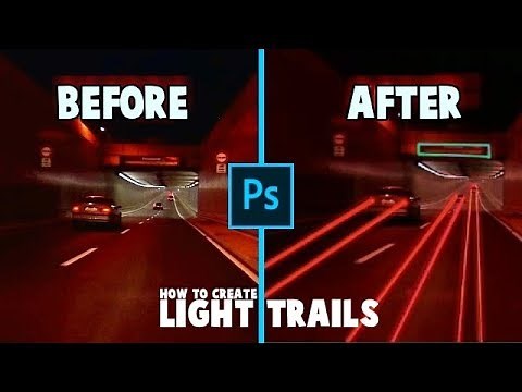 HOW TO CREATE LIGHT NEON TRAILS LINES IN PHOTOSHOP | LONG EXPOSURE | (2017)