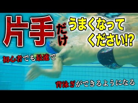 【背泳ぎ】手は”ゆっくりゆっくり速く”がポイントです。ストロークをマスターしましょう。／片手回し／初心者／練習方法／ #215