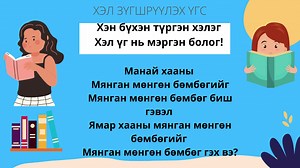 Хурц, тод хэлэхүйн ухаан буюу түргэн хэллэг: Түргэн хэллэг нь хэлэхэд бэрх үг хэллэгийг хэлүүлж сургахад чиглэгдсэн аман наадгайн нэг төрөл юм. Хүүхдийг багаас нь үгийн баялагтай, зөв тод хэллэгтэй, хэл ярианы чадвартай болгохын тулд түргэн хэллэг хэмээх ардын аман зохиолын төрөл зүйлийг бий болгосон ба улмаар хүүхэд багачуул төдийгүй томчуул ч үг яриагаа зөв цэгцтэй, хурц байлгах үүднээс түргэн хэллэгт шимтэх болжээ. Хүүхдэдээ зааж өгч, хэлүүлж сургаарай! Амжилт хүсье. | Горькийн нэрэмжит 1-р с