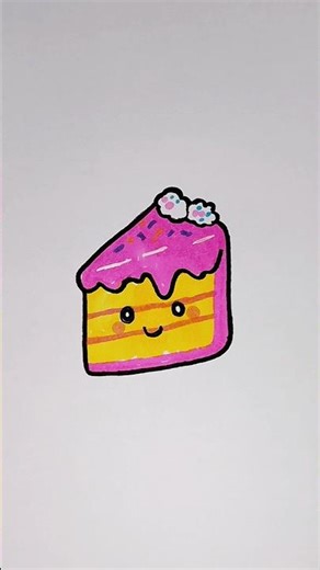 Cute Cartoon Pink Cakes 🍰I Drawing Cute Food Doodles #drawing #cutedrawing #cartoon #cute